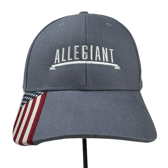 Outdoor Cap Other - Allegiant Cap Gray American Flag on Bill Outdoor Ball Cap Hook Loop Strap